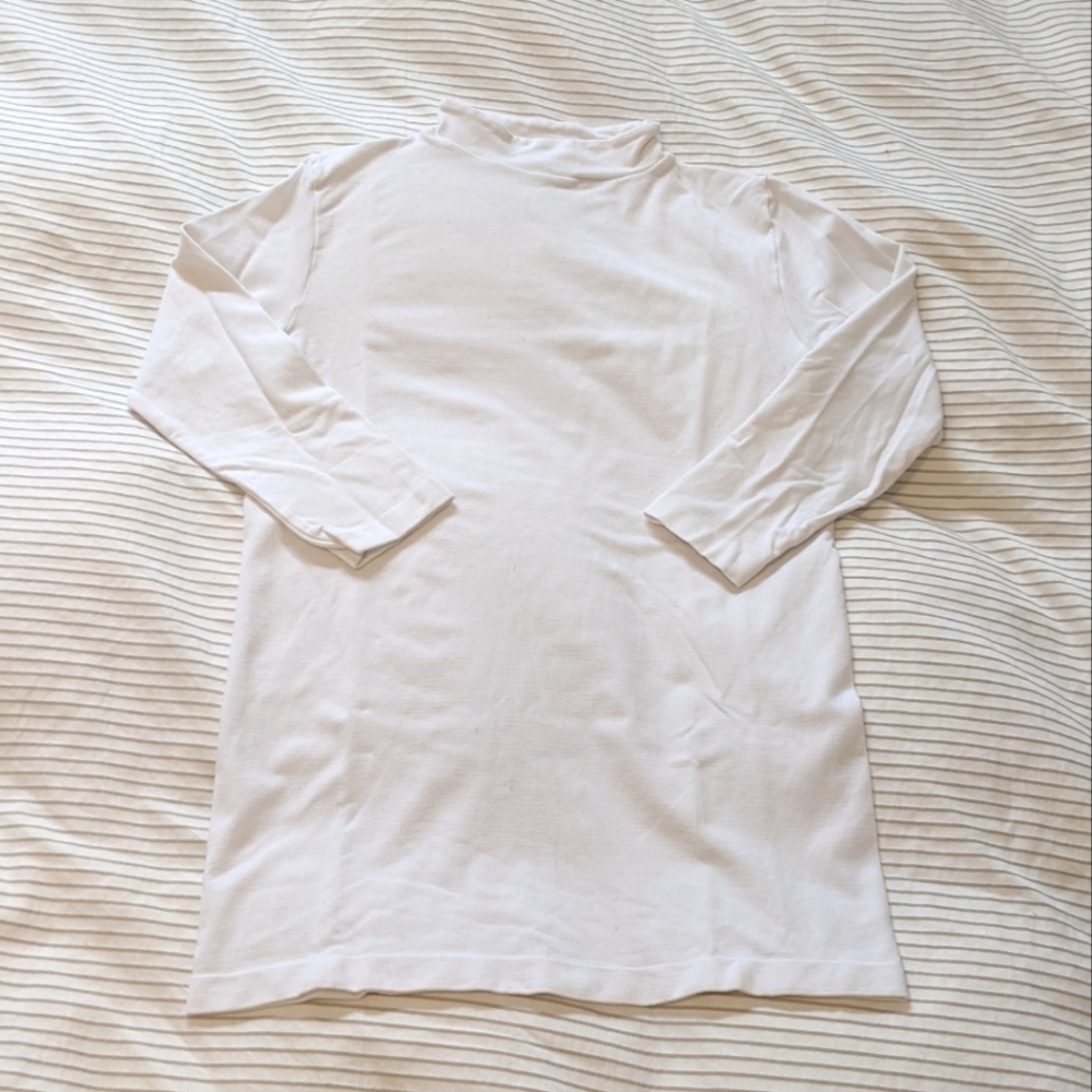 White bamboo/cotton mockneck top